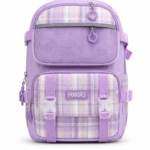 HRANGRUI Pastel Purple Plaid School Backpack