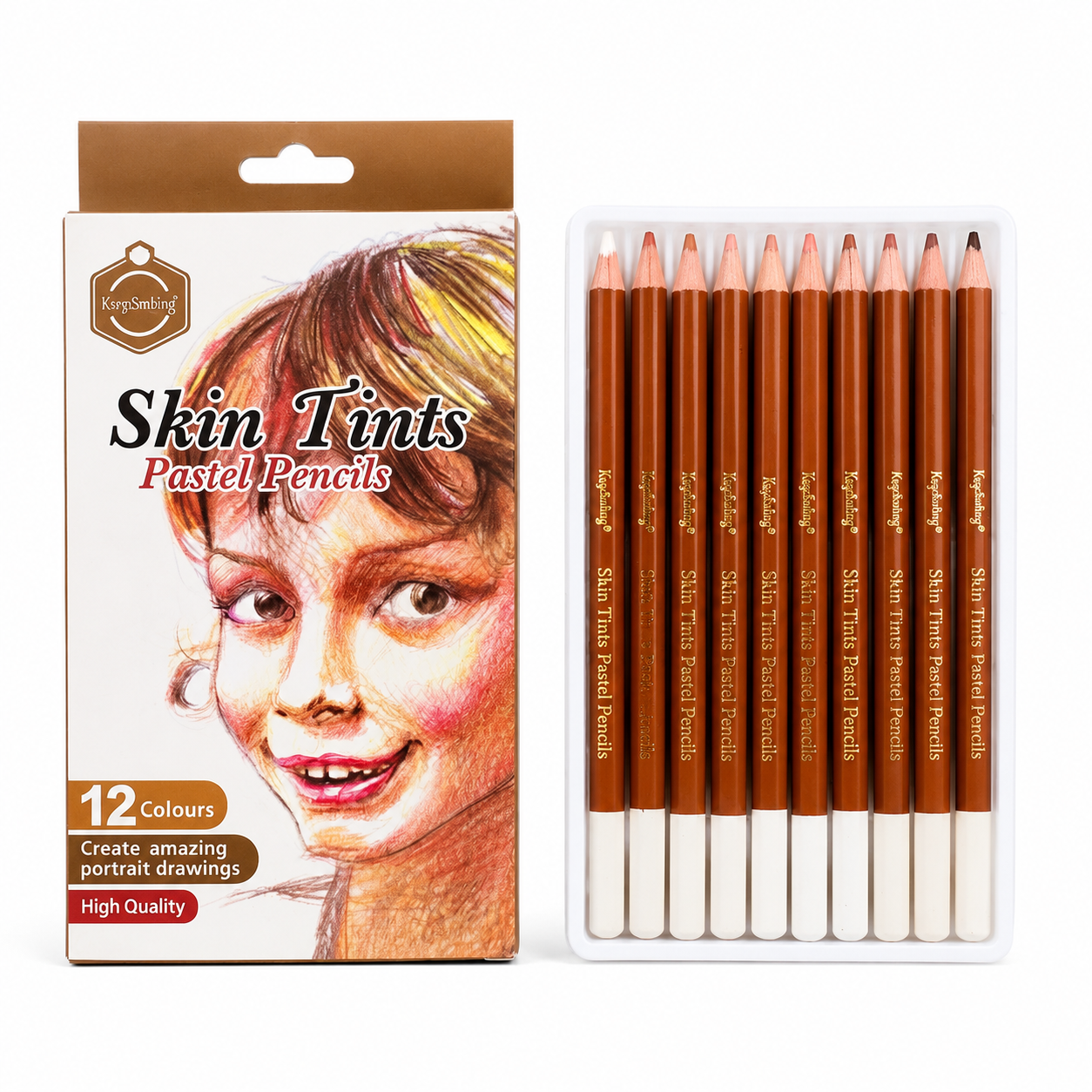Skin Tints Pastel Pencils – 12 Pieces Portrait Set