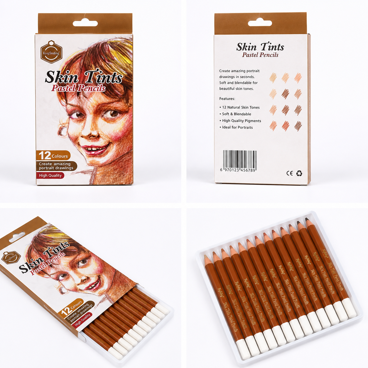 Skin Tints Pastel Pencils – 12 Pieces Portrait Set - Image 2