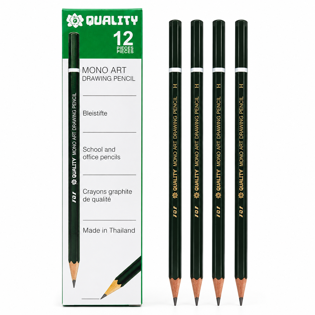 Mono Art Drawing Pencils – 12 Pieces H-Grade Set