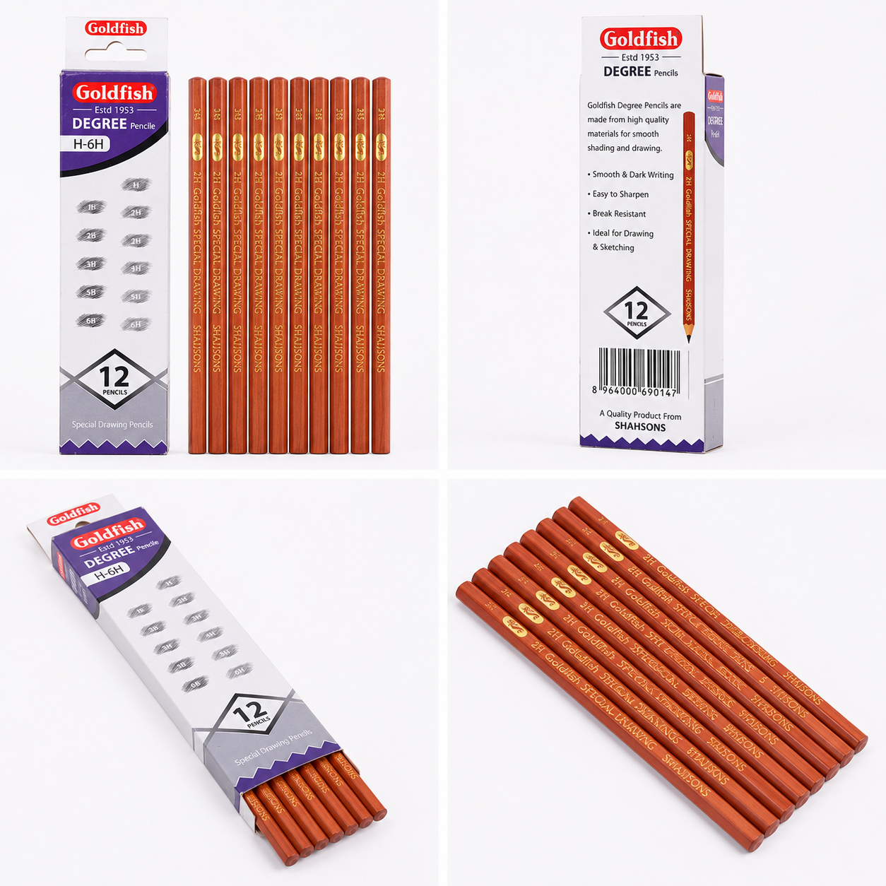 Goldfish Special Drawing 12 Pencils Box (H - 6H Range) - Image 2