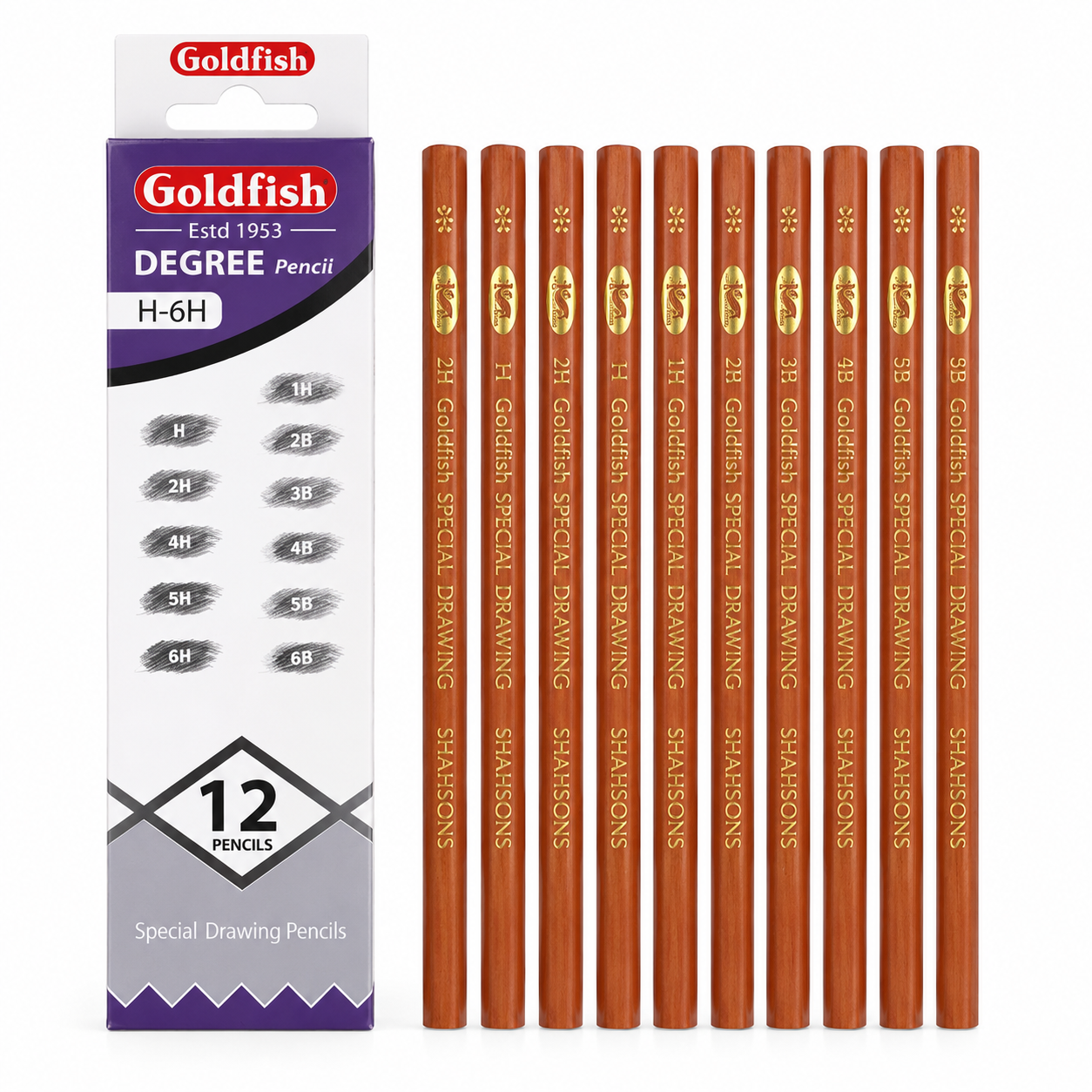 Goldfish Special Drawing 12 Pencils Box (H - 6H Range)