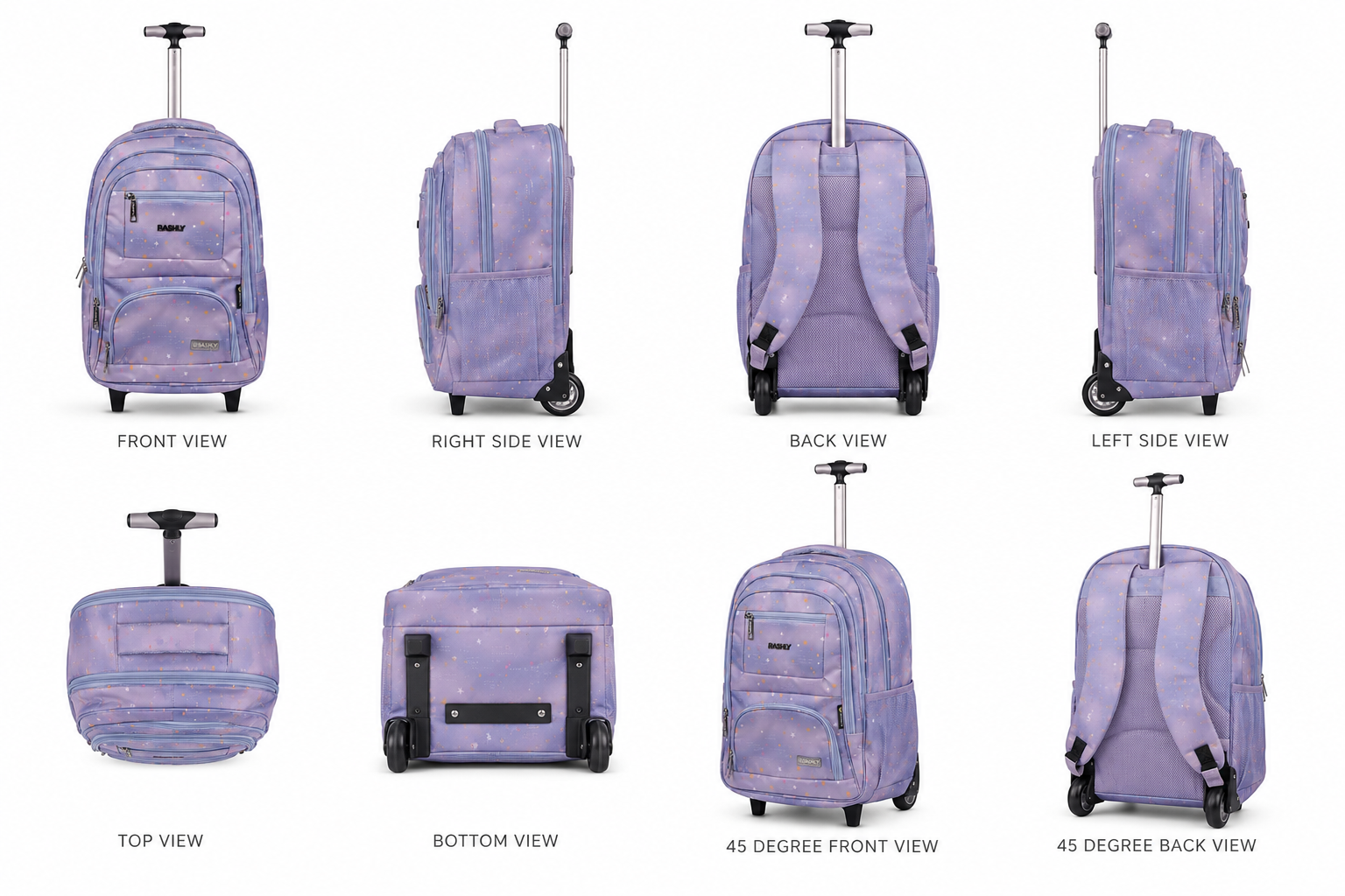 BASHLY Starry Sky Pastel Trolley School Bag 20 Inch - Image 2