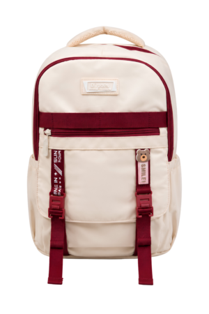 Binnes Cream and Maroon Campus Backpack