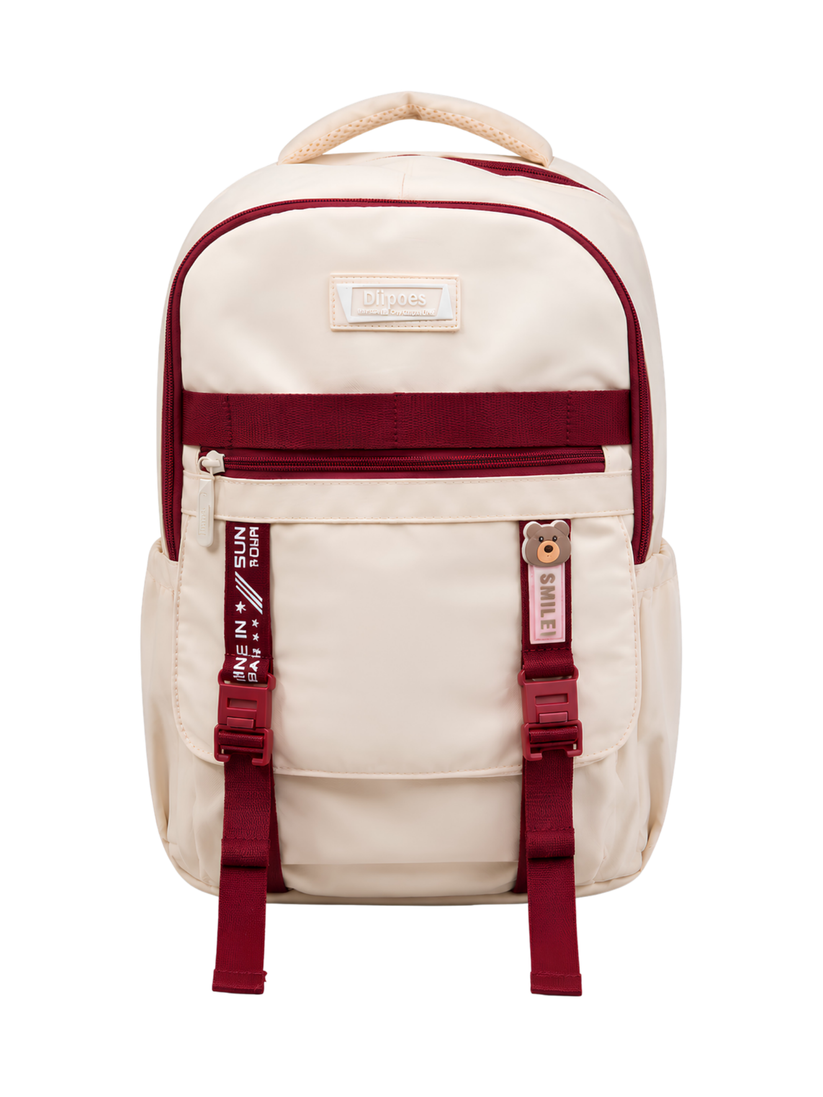 Binnes Cream and Maroon Campus Backpack