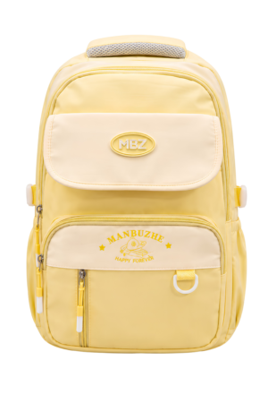 MBZ Pastel Yellow Multi-Pocket School Backpack