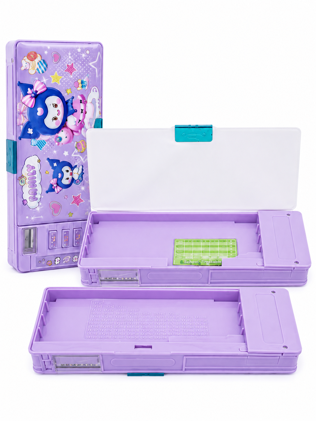 Cute Purple Multi-Functional Magnetic Pencil Box