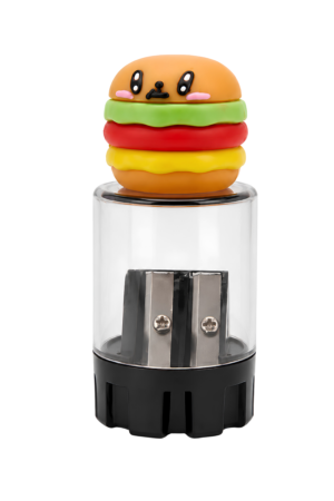 Cute Hamburger Dual Hole Pencil Sharpener with Eraser